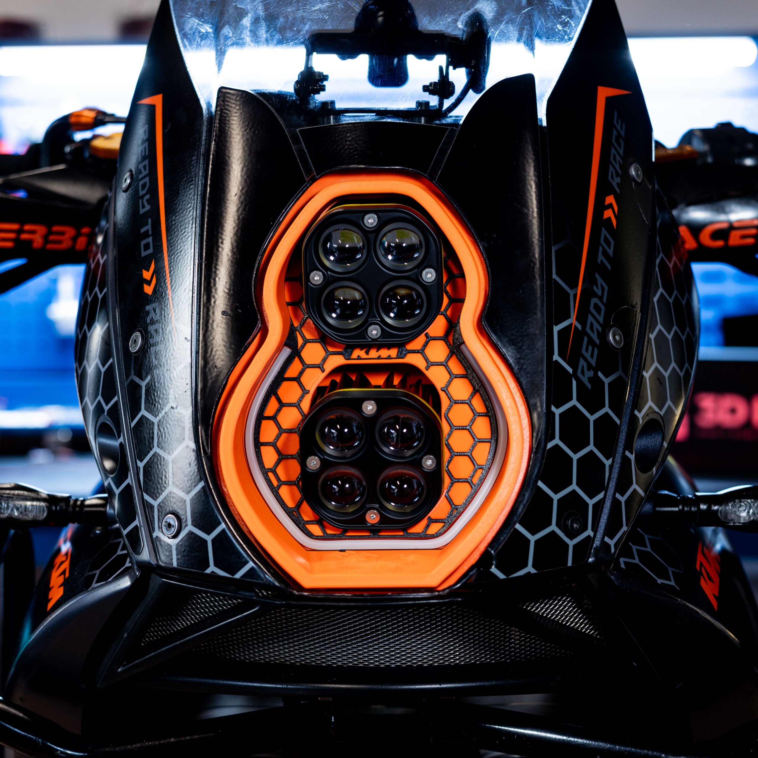 KTM 950 990 custom headlight orange black plug and play LED dual unit