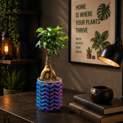 3D printed color shifting planter with textured surface indoor decorative plant pot
