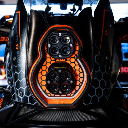 KTM 950 990 custom headlight black orange black plug and play LED dual unit