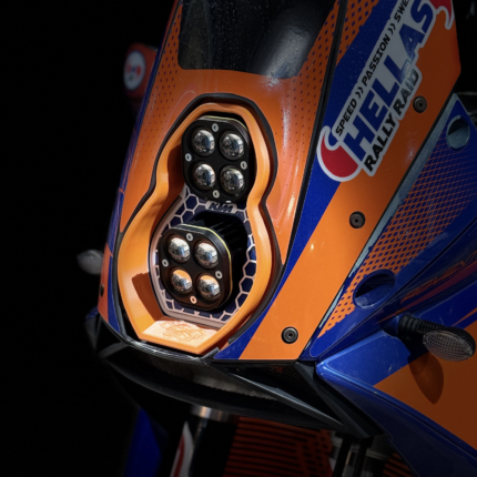 KTM 950 990 custom headlight orange, white and blue plug and play LED dual unit