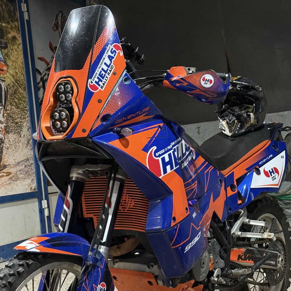 KTM 950 990 custom headlight orange, white and blue plug and play LED dual unit