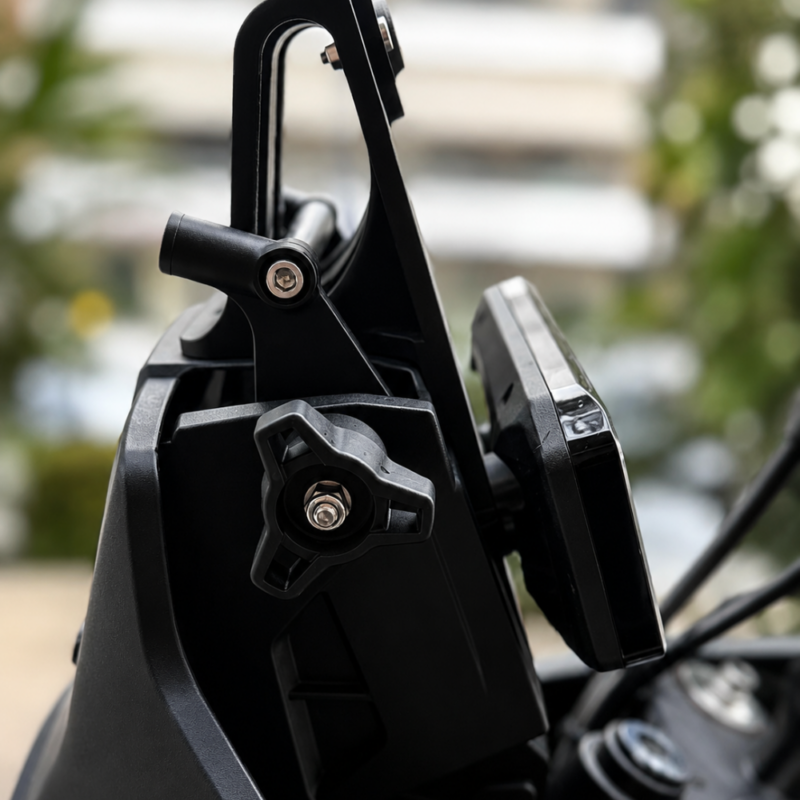 3Dit GPS bracket with AMPS system and Quad Lock adapter installed on CFMOTO 450MT cockpit
